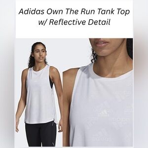 Adidas Own The Run Tank Top with Reflective Details – White – Size Small